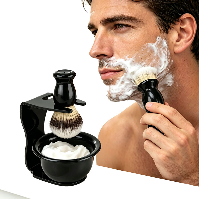 Shaving Bowl Soap - Rasierpinsel-Set mit Ständer 3-in-1 Rasierseifenschale, Borsten-Rasierpinsel-Becher,